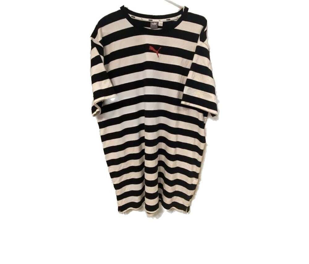 Puma Striped T-Shirt Dress Size XL Black White Mini
